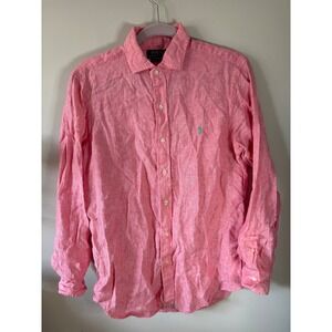 Polo Ralph Lauren Mens Classic Fit Linen Shirt Pink Long Sleeve Small SP 0119